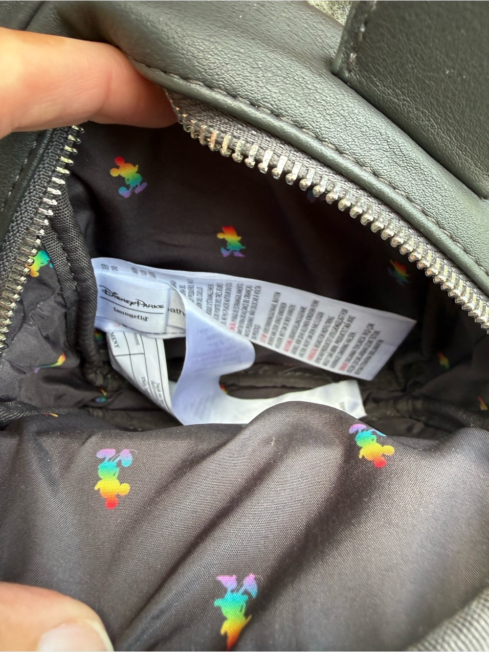 Loungefly Black Wristlet Belt Bag Backpack with Rainbow Mickey Lining - Picture 3 of 5